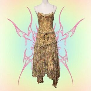Diane von furstenburg silk cheetah maxi asymmetrical dress